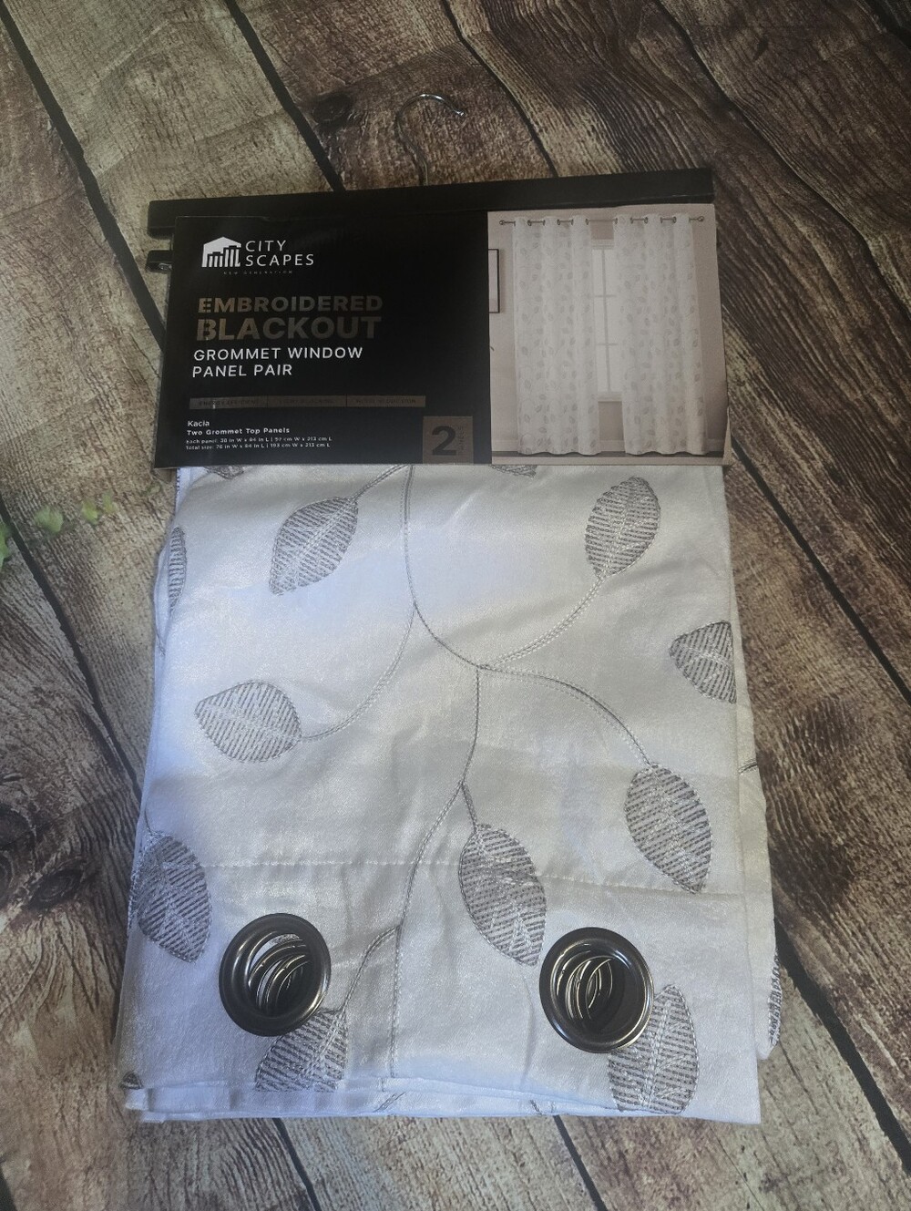 Embroidered Blackout Curtain Panel Pair - White